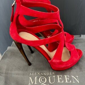 Alexander McQueen Vibrant Red Suede Heels